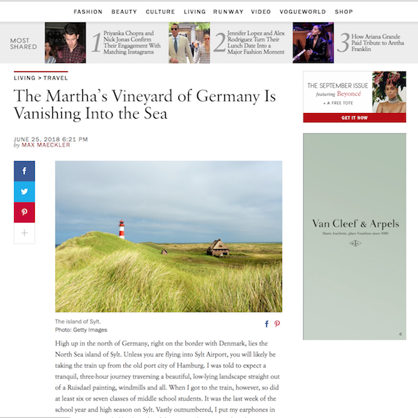 The Martha’s Vineyard of Germany Is Vanishing Into the Sea | Vogue Jun 2018
