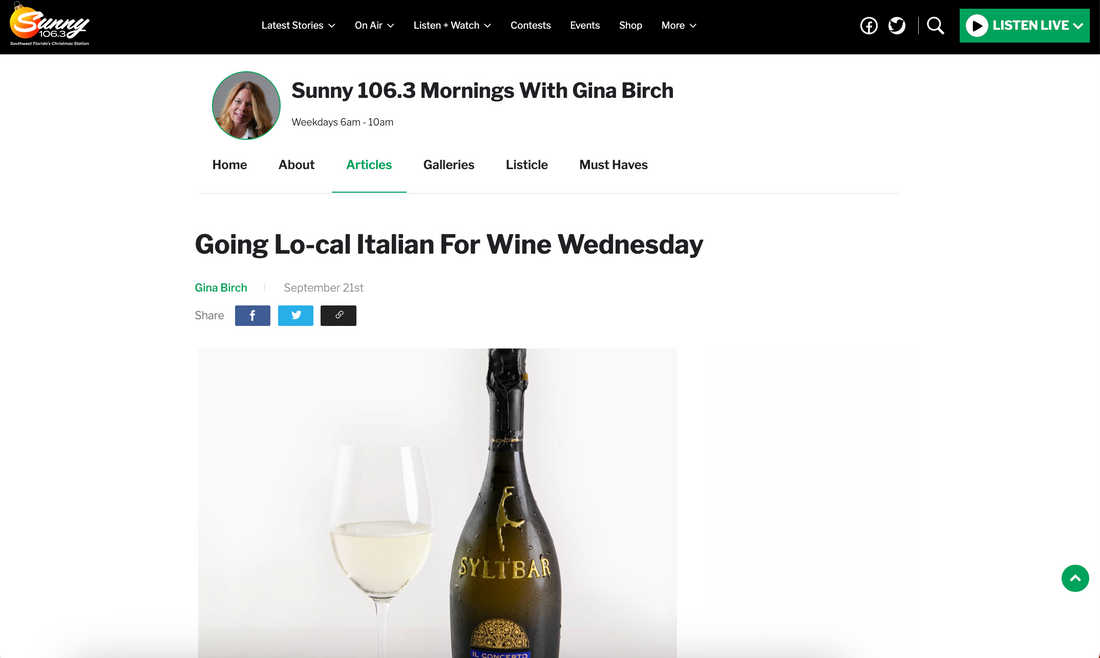[Press] Going Lo-cal Italian For Wine Wednesday