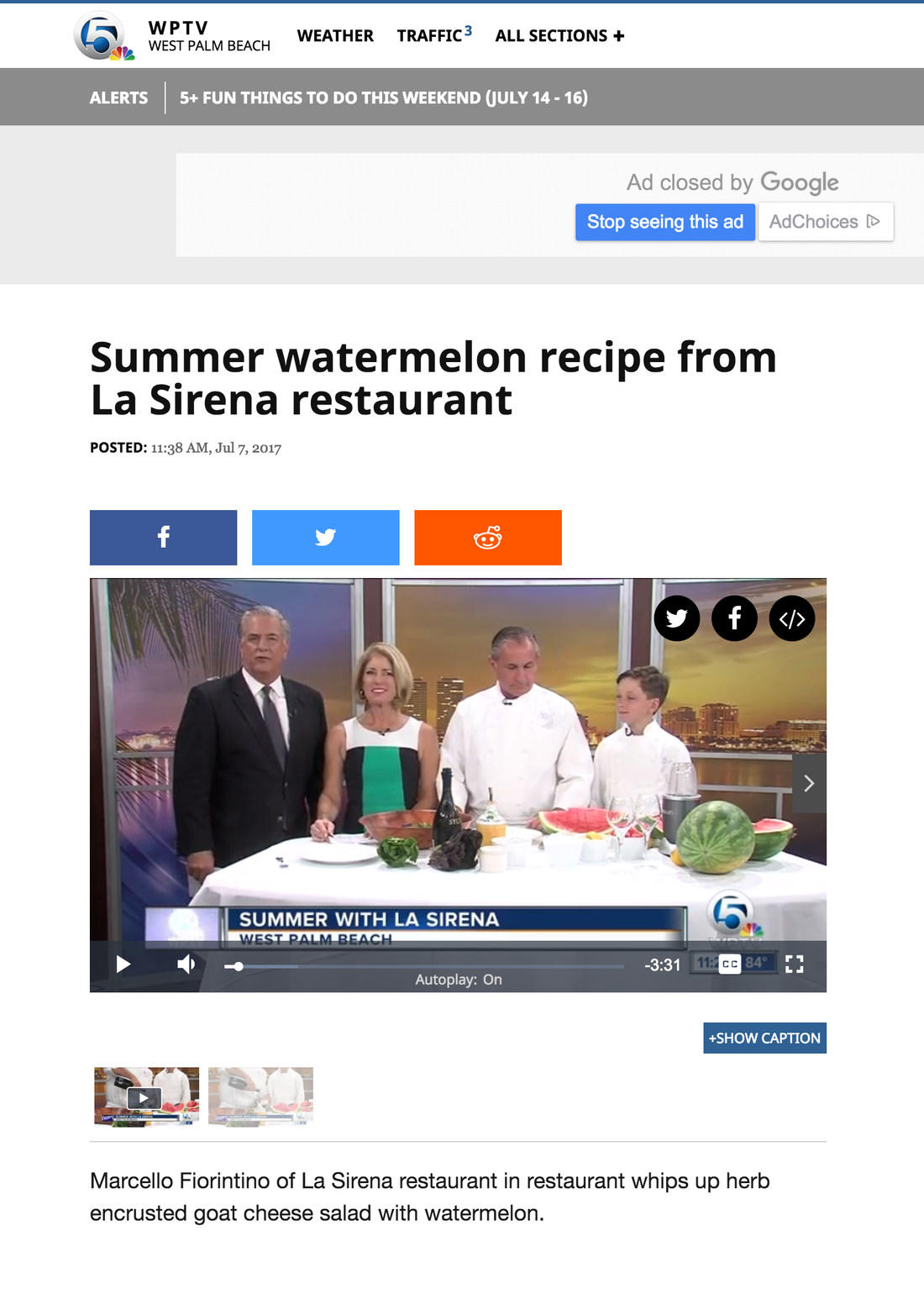Summer watermelon recipe from La Sirena restaurant | WPTV (Jul 2017)