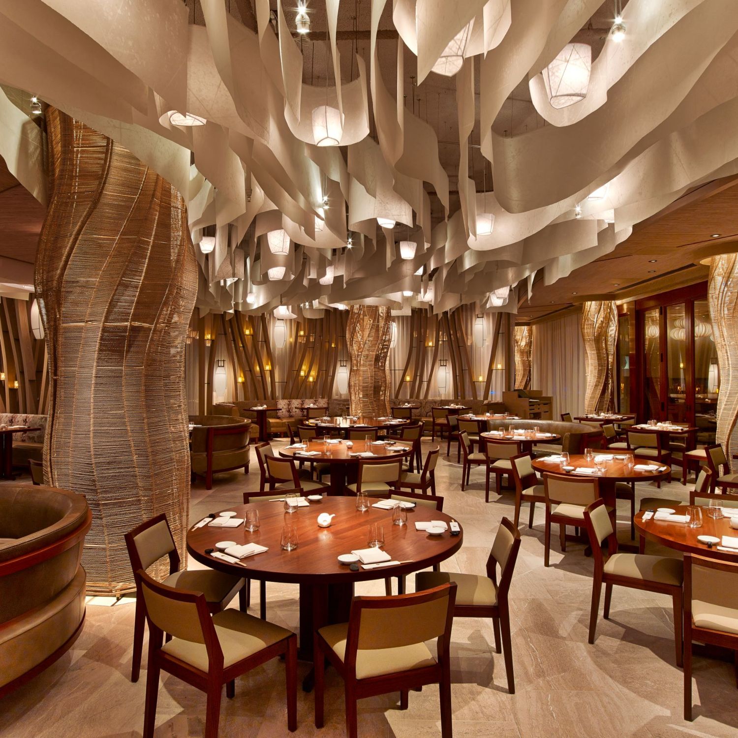 photo of the interior dining room of the restaurant Nobu in Miami Florida