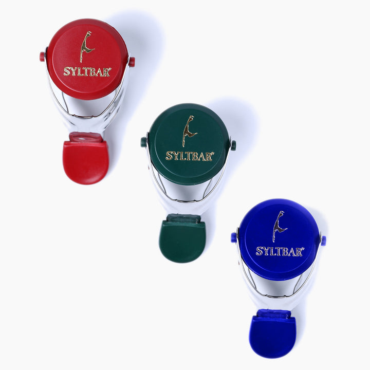 Champagne Bottle Stopper Trio - Red/Green/Blue